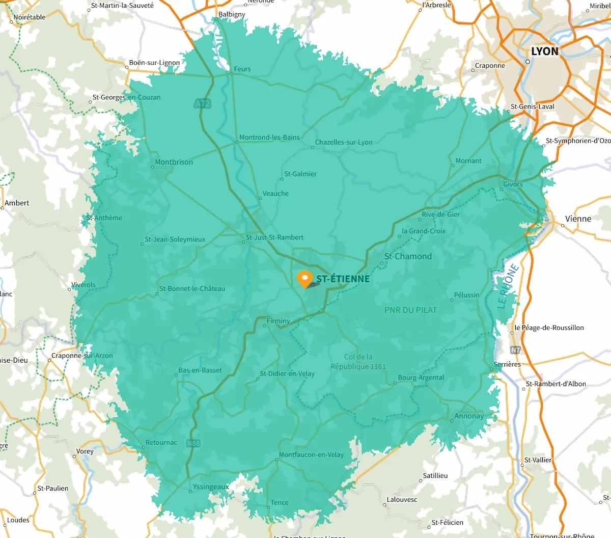 Zone d'intervention AtelocynusCarrelage 50km